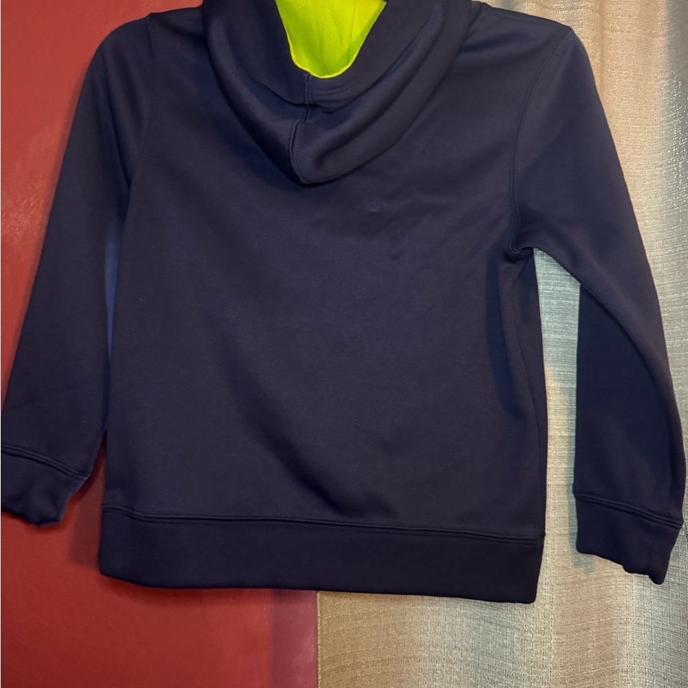 John Deere Navy Blue Sweatshirt with Bright Yellow-Green Graphics - Picture 3 of 4